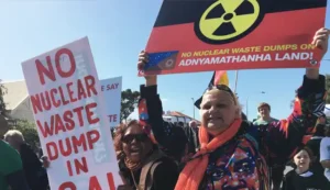 Adnyamathanha and locals rally against nuclear waste dumps.
